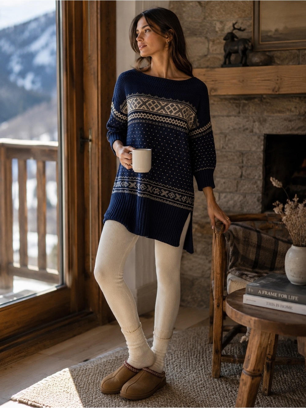 Denim & Supply Ralph Lauren Fair Isle Navy Tunic Sweater M